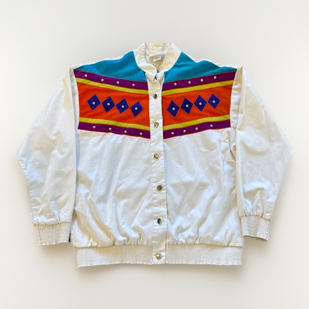 Southwestern Jacket Womens XS Cowboy Jordana 90s Retro White‎ Vintage